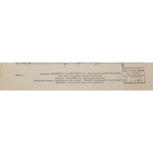 Vintage Sheet Music Ramona Waltz Song Italian Spanish Voice Piano Ukulele Dance - Picture 4 of 4